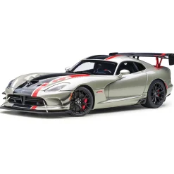 2017 Dodge Viper GTS-R Commemorative Edition ACR - Bullet Silver Metallic w/Black Stripes 1:18 Scale Diecast Model Car by AutoArt