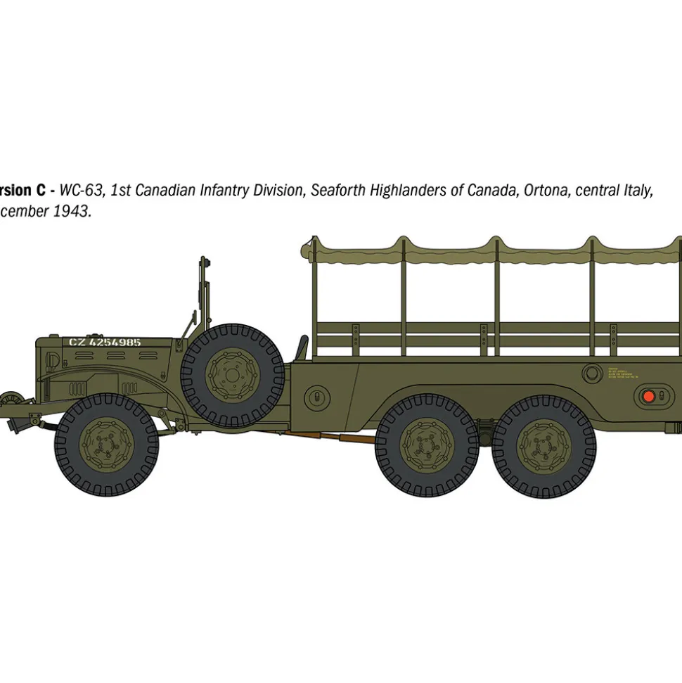 Dodge WC62 1 1/2 t 6x6 Truck 1/35 Kit 1:35 scale Plastic by Italeri
