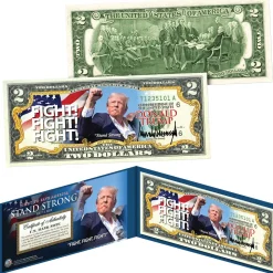 Donald Trump "Fight! Fight! Fight!" $2 Bill TRUMP_FIGHT_TWO by Merrick Mint