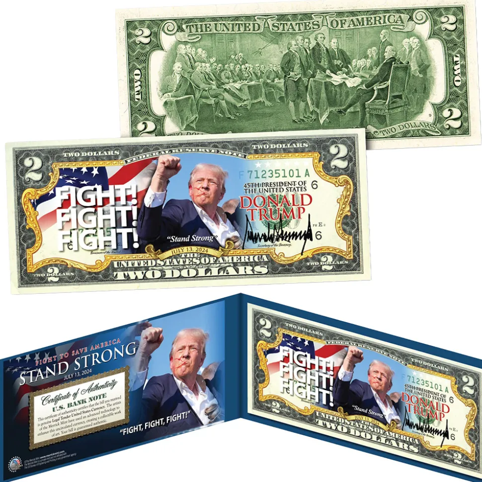 Donald Trump "Fight! Fight! Fight!" $2 Bill TRUMP_FIGHT_TWO by Merrick Mint