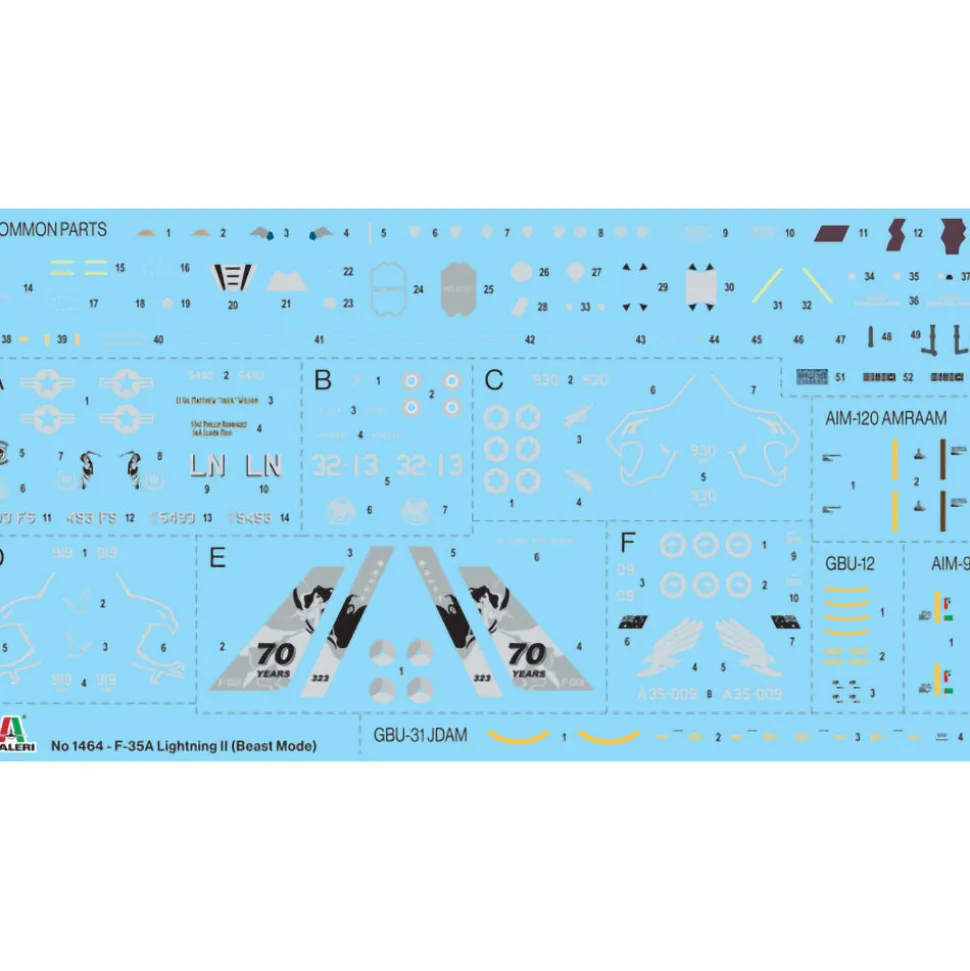 F-35A Lightning Ii (Beast Mode) 1/72 Kit 1:72 Scale Plastic Model Kit by Italeri