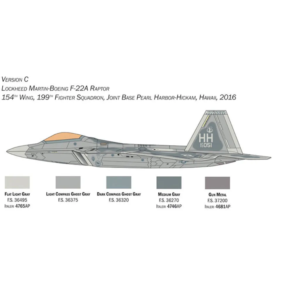 F-22A Raptor 1/48 Kit 1:48 Scale Plastic Model Kit by Italeri