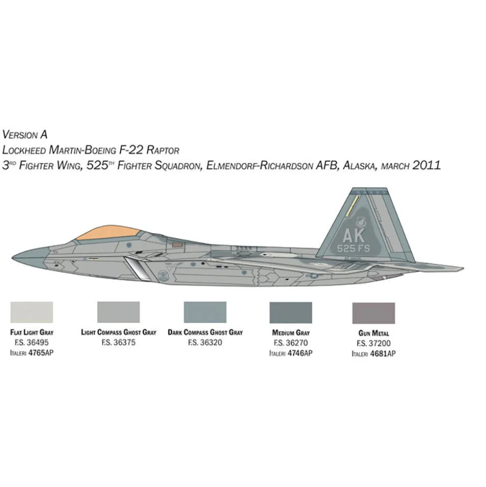 F-22A Raptor 1/48 Kit 1:48 Scale Plastic Model Kit by Italeri