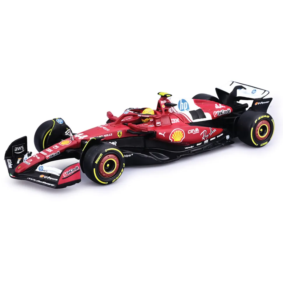 2025 Ferrari F1 Season Car w/ helmet - #44 Hamilton 1:43 Scale Diecast Model Car by Bburago