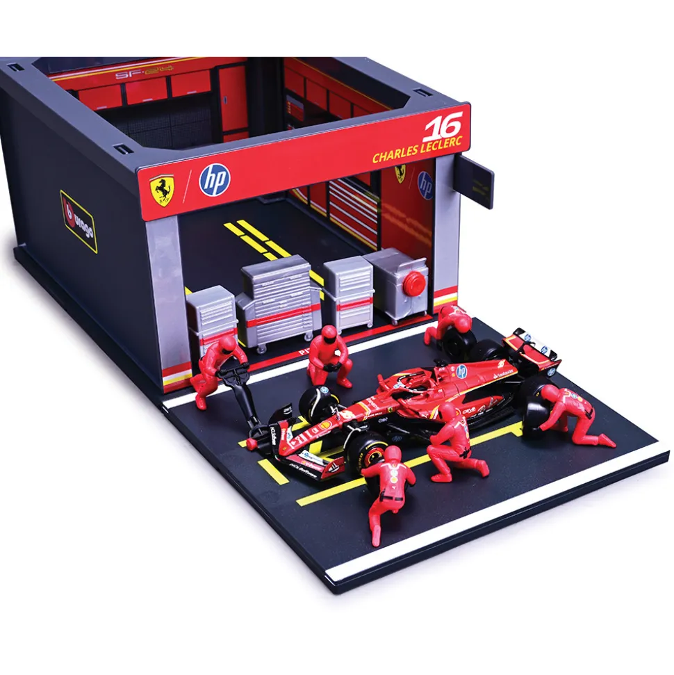 2024 Ferrari F1 SF-24 Pit Pass - Leclerc #16 1:43 Scale Diecast Model Car by Bburago