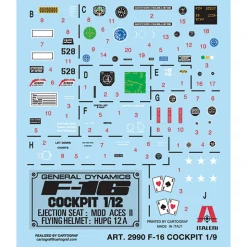 F-16 Falcon Cockpit 1/12 Kit 1:12 Scale Plastic Model Kit by Italeri