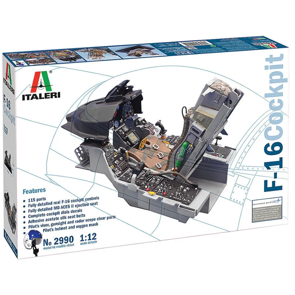 F-16 Falcon Cockpit 1/12 Kit 1:12 Scale Plastic Model Kit by Italeri