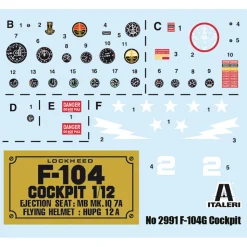 F-104G Cockpit 1/12 Kit 1:12 Scale Plastic Model Kit by Italeri