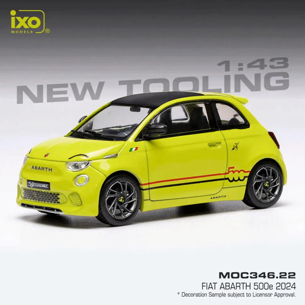 2024 Fiat Abarth 500E - Yellow 1:43 Scale Diecast Model Car by IXO Models