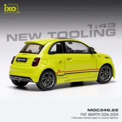 2024 Fiat Abarth 500E - Yellow 1:43 Scale Diecast Model Car by IXO Models