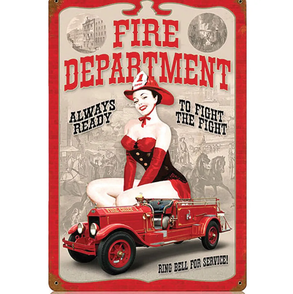 Fire Department Pin Up Sign Wall Sign by Vintage Signs