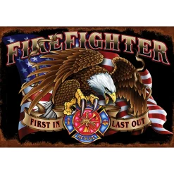 Fire Fighter Eagle Sign Wall Sign by Vintage Signs