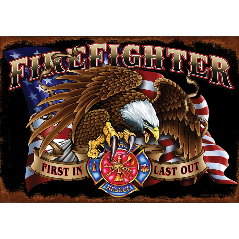 Fire Fighter Eagle Sign Wall Sign by Vintage Signs