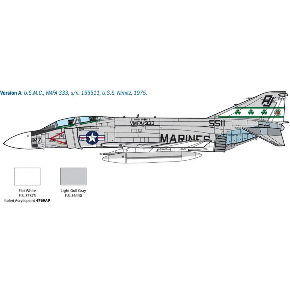 F-4J Phantom II 1/48 Kit 1:48 Scale Plastic Model Kit by Italeri