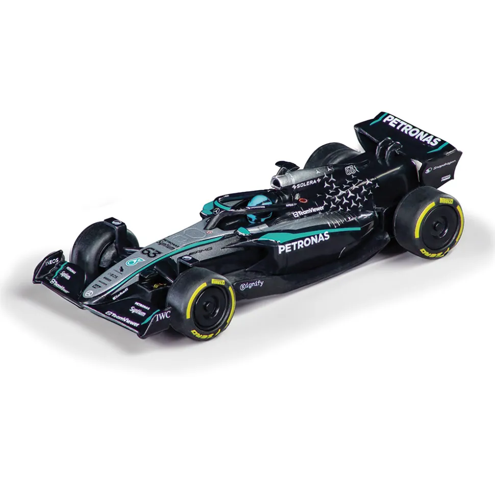 F1 Mercedes-AMG PETRONAS Formula One Team #63 Russel & #12 Antonelli Pull & Speed Twinpack 1:43 Scale Plastic Model Car by Carrera