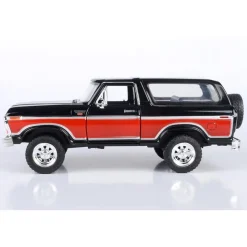 1978 Ford Bronco - Hard Top - Black & Red w/spare tire 1:24 Scale Diecast Model Truck by Motormax