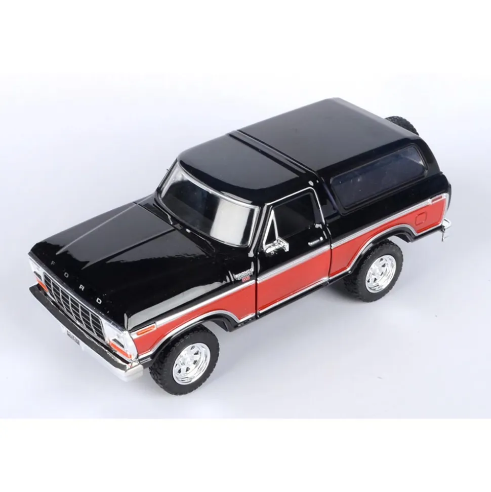 1978 Ford Bronco - Hard Top - Black & Red w/spare tire 1:24 Scale Diecast Model Truck by Motormax