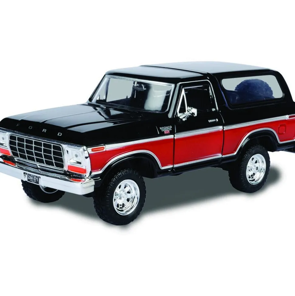 1978 Ford Bronco - Hard Top - Black & Red w/spare tire 1:24 Scale Diecast Model Truck by Motormax