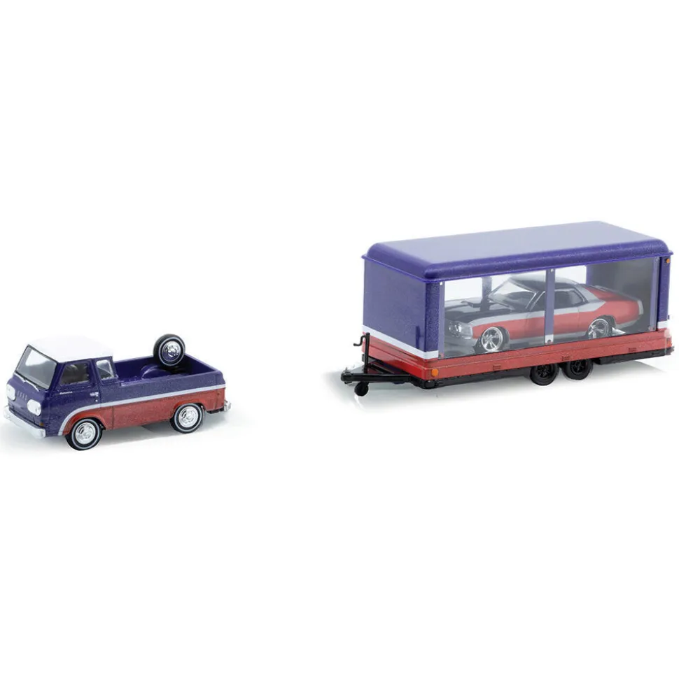 1964 Ford Econoline Truck & 1970 Ford Mustang Custom 1:64 Scale Diecast Model Truck by M2 Machines