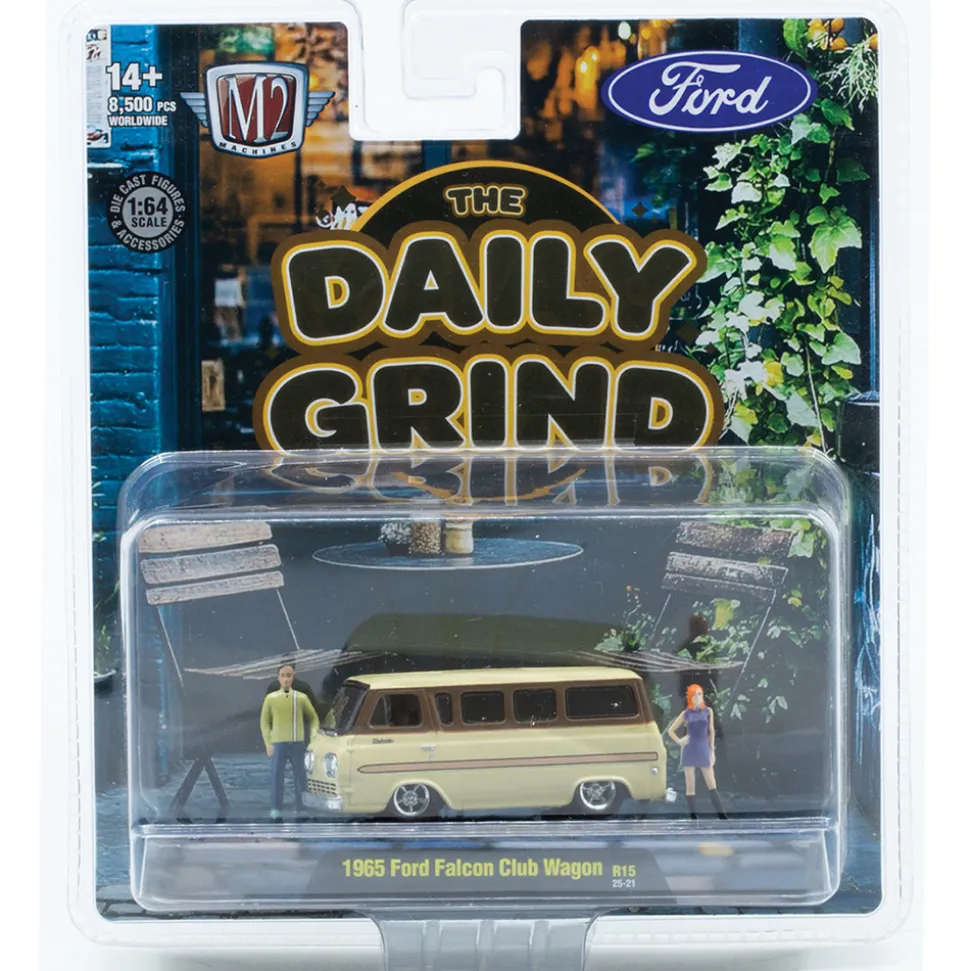 1965 Ford Falcon Club Wagon "The Daily Grind" - Diorama 1:64 Scale Diecast Model Truck by M2 Machines