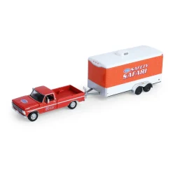1969 Ford F-250 and 1969 Chevy Z/28 Camaro - Dan Fletcher with Enclosed Hauler Safety Safari 1:64 Scale Diecast Model Truck by Greenlight