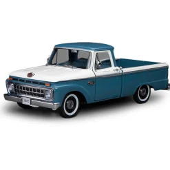 1965 Ford F-100 Custom Cab Pickup - Blue & White 1:18 Scale Diecast Model Truck by Sunstar