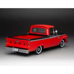 1965 Ford F-100 Custom Cab Pickup - Red & Black 1:18 Scale Diecast Model Truck by Sunstar