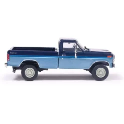 1981 Ford F-150 Custom Explorer Short Bed Styleside 4X2 - Midnight Blue Tu-Tone 1:64 Scale Diecast Model Truck by IXO Models
