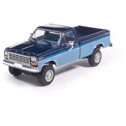 1981 Ford F-150 Custom Explorer Short Bed Styleside 4X2 - Midnight Blue Tu-Tone 1:64 Scale Diecast Model Truck by IXO Models