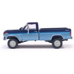 1981 Ford F-150 Custom Explorer Short Bed Styleside 4X2 - Midnight Blue Tu-Tone 1:64 Scale Diecast Model Truck by IXO Models