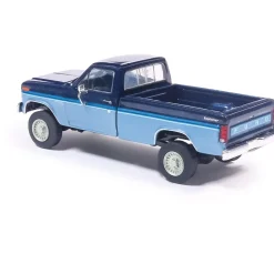 1981 Ford F-150 Custom Explorer Short Bed Styleside 4X2 - Midnight Blue Tu-Tone 1:64 Scale Diecast Model Truck by IXO Models