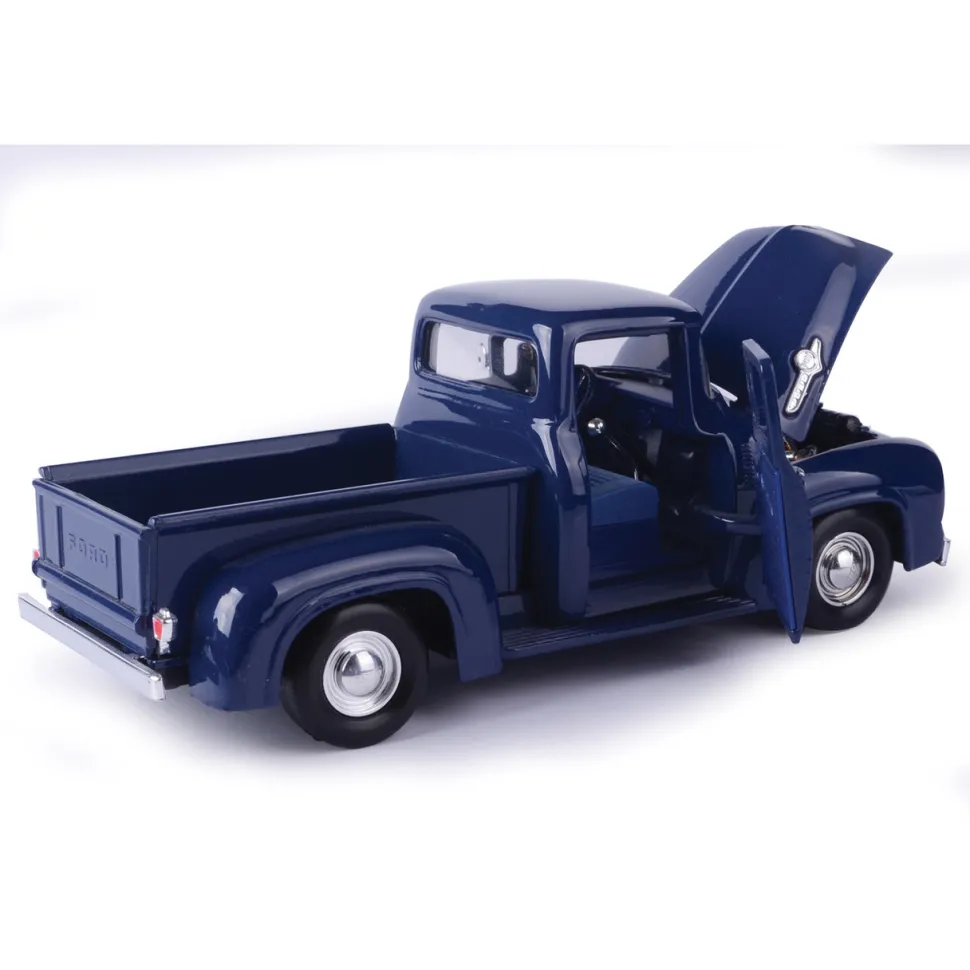 1956 Ford F-100 Pickup - Dark Blue 1:24 Scale Diecast Model Truck by Motormax