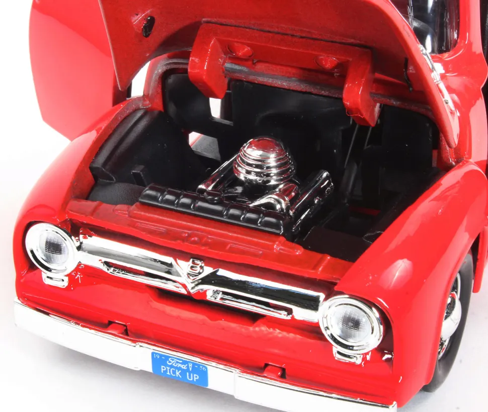 1956 Ford F-100 Pickup - Red 1:24 Scale 1:24 Scale Diecast Model Truck by Motormax