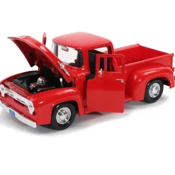 1956 Ford F-100 Pickup - Red 1:24 Scale 1:24 Scale Diecast Model Truck by Motormax