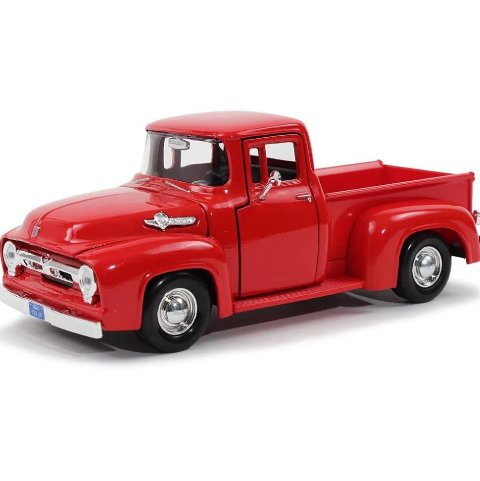 1956 Ford F-100 Pickup - Red 1:24 Scale 1:24 Scale Diecast Model Truck by Motormax