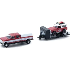 1987 Ford F-350 Truck & 1966 Ford Bronco 1:64 Scale Diecast Model Truck by M2 Machines