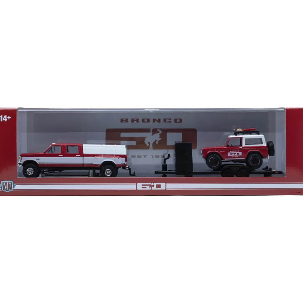 1987 Ford F-350 Truck & 1966 Ford Bronco 1:64 Scale Diecast Model Truck by M2 Machines