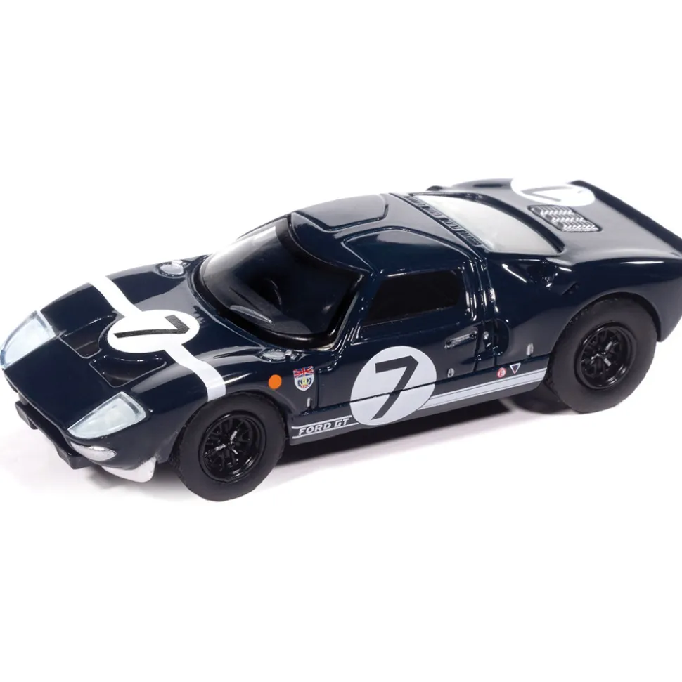 1965 Ford GT40 #7 - Dark Blue w/White Stripes 1:64 Scale Diecast Model Car by Auto World