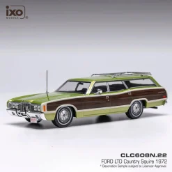 1972 Ford LTD Country Squire - Metallic Green Woodgrain Style Panel 1:43 Scale Diecast Model Car by IXO Models