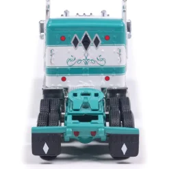 1978 Ford LTL-9000 - Caribbean Turquoise & White with Vintage Trailer 1:64 Scale Diecast Model Truck by IXO Models