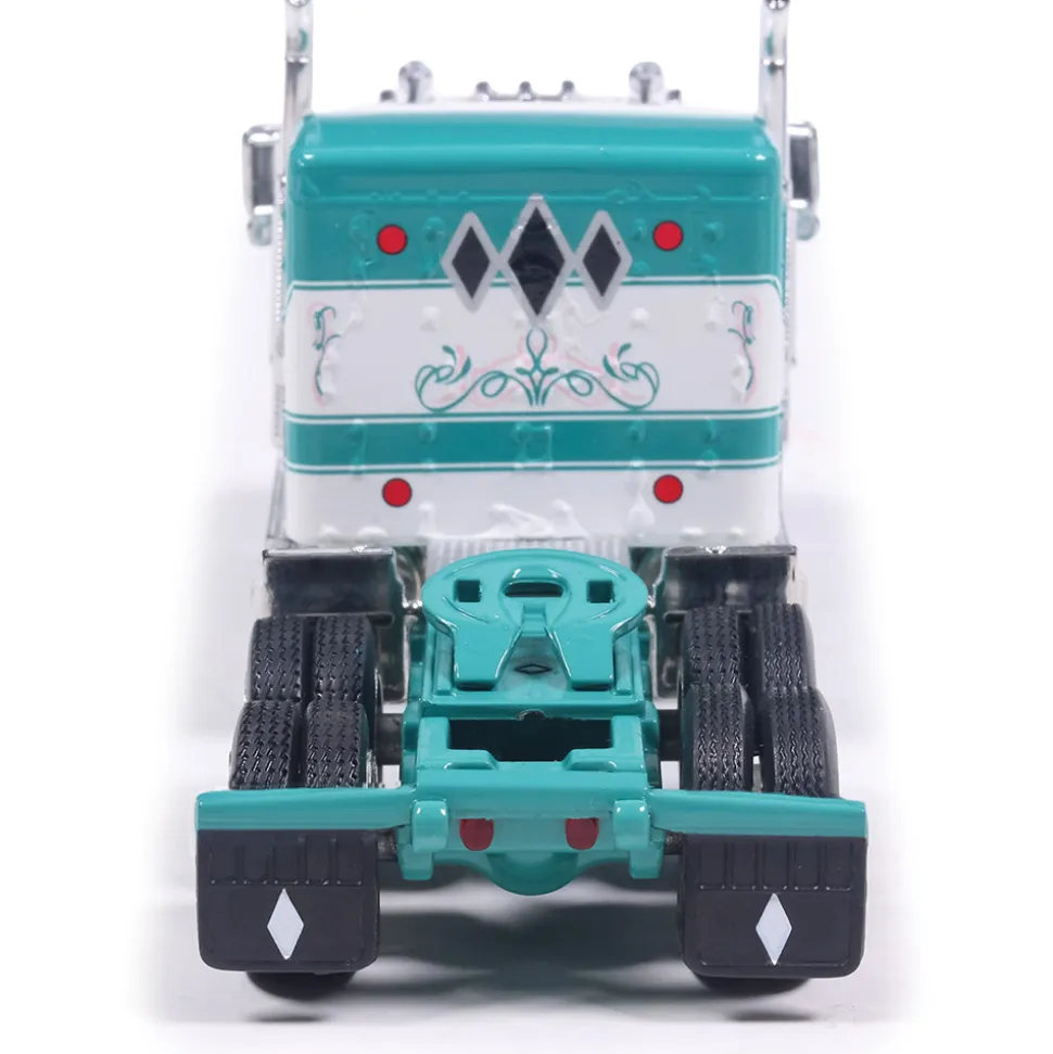 1978 Ford LTL-9000 - Caribbean Turquoise & White with Vintage Trailer 1:64 Scale Diecast Model Truck by IXO Models