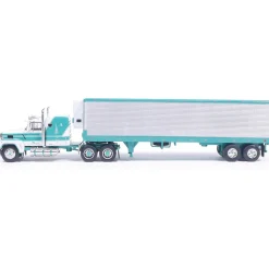 1978 Ford LTL-9000 - Caribbean Turquoise & White with Vintage Trailer 1:64 Scale Diecast Model Truck by IXO Models
