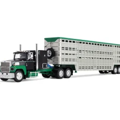 Ford LTL 9000 with 60" Flat Top Sleeper & 45' Wilson Vintage Livestock Trailer 1:64 Scale Diecast Model Truck by Diecast Promotions