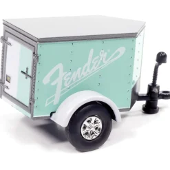 1965 Ford Mustang Convertible w/Small Enclosed Trailer - Aquamarine 1:64 Scale Diecast Model Car by Johnny Lightning