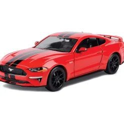 2018 Ford Mustang GT - Red w/ Black stripes 1:24 Scale Diecast Model Car by Motormax