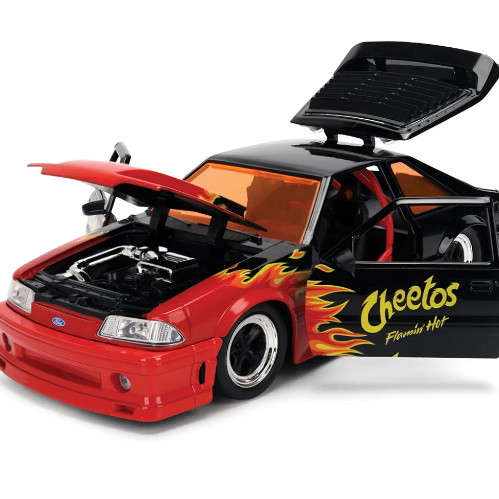 1989 Ford Mustang GT w/Chester Cheetah - Flaming Hot Cheetos 1:24 Scale Diecast Model Car by Jada Toys
