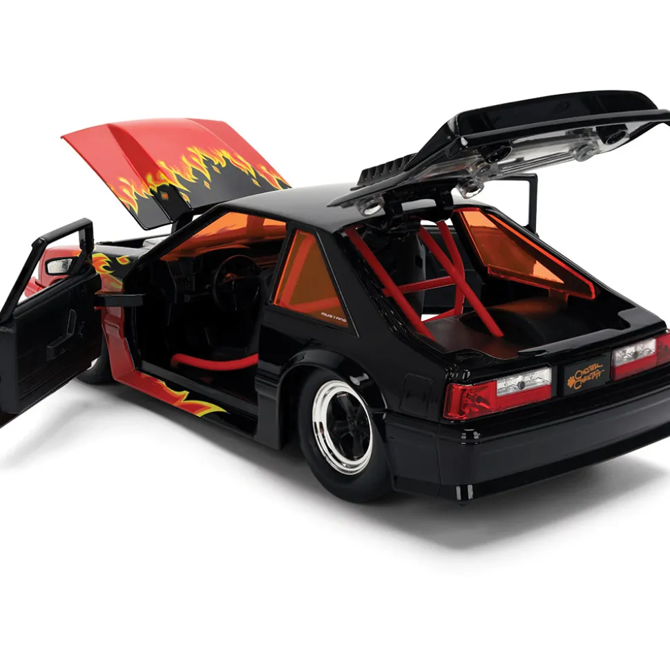 1989 Ford Mustang GT w/Chester Cheetah - Flaming Hot Cheetos 1:24 Scale Diecast Model Car by Jada Toys
