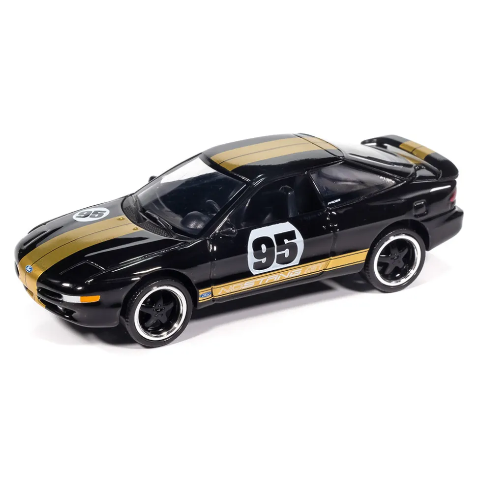 1995 Ford Probe GT & 1984 Ford Mustang SVO Curve Huggers 2Pack B - Black & White 1:64 Scale Diecast Model Car by Auto World