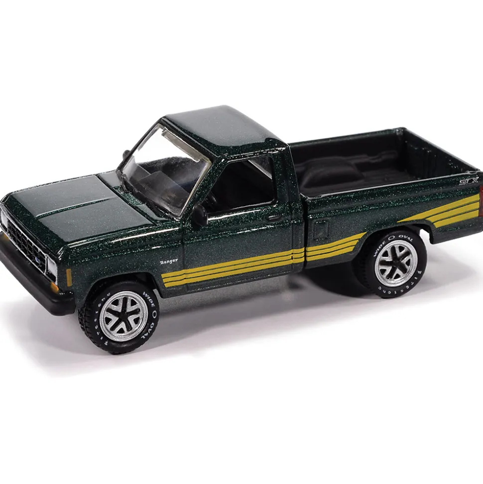 1987 Ford Ranger STX - Alpine Green W/Gold Stripes 1:64 Scale Diecast Model Truck by Johnny Lightning