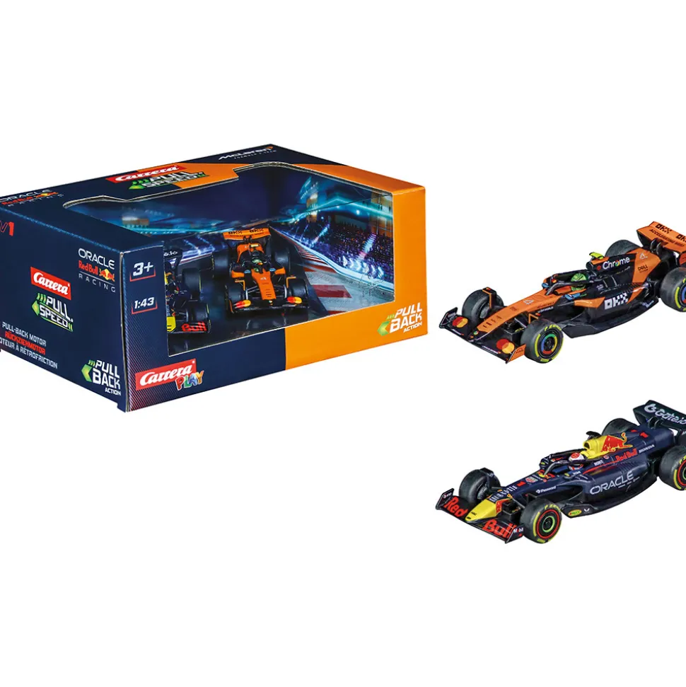 Formula 1 Racers Pull & Speed Twinpack #1 Verstappen & #4 Norris 1:43 Scale Plastic Model Car by Carrera